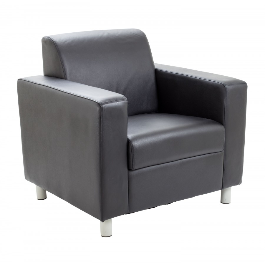 Iceberg Black Leather Reception Armchair